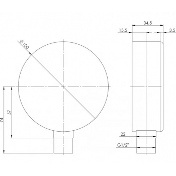 MANOMETR 1/2 RF100RAD-0 6BAR KL.1.6