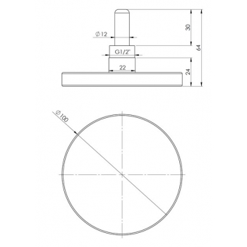 TERMOMETR 1/2 BITH100 0-120°C BIMETALICZNY 63 811