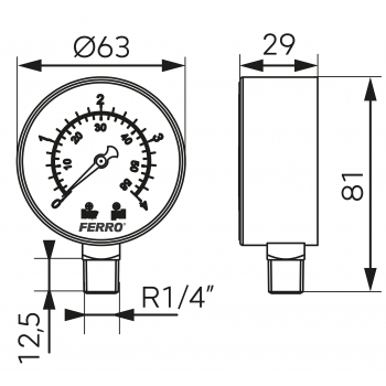 MANOMETR 1/4